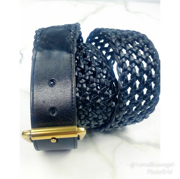 Talbots belt woven leather belt black - Picture 2 of 4